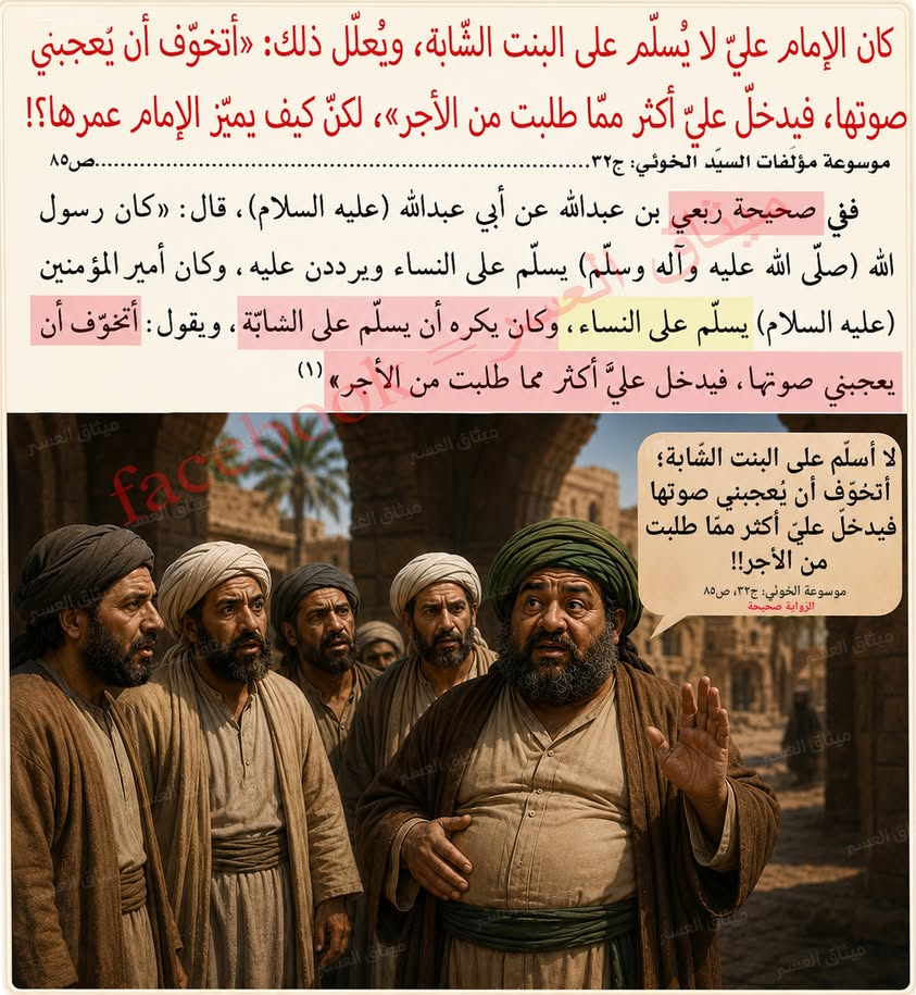 الإمام عليّ لا يُسلّم على الشّابة ويخاف من نعومة صوتها!!