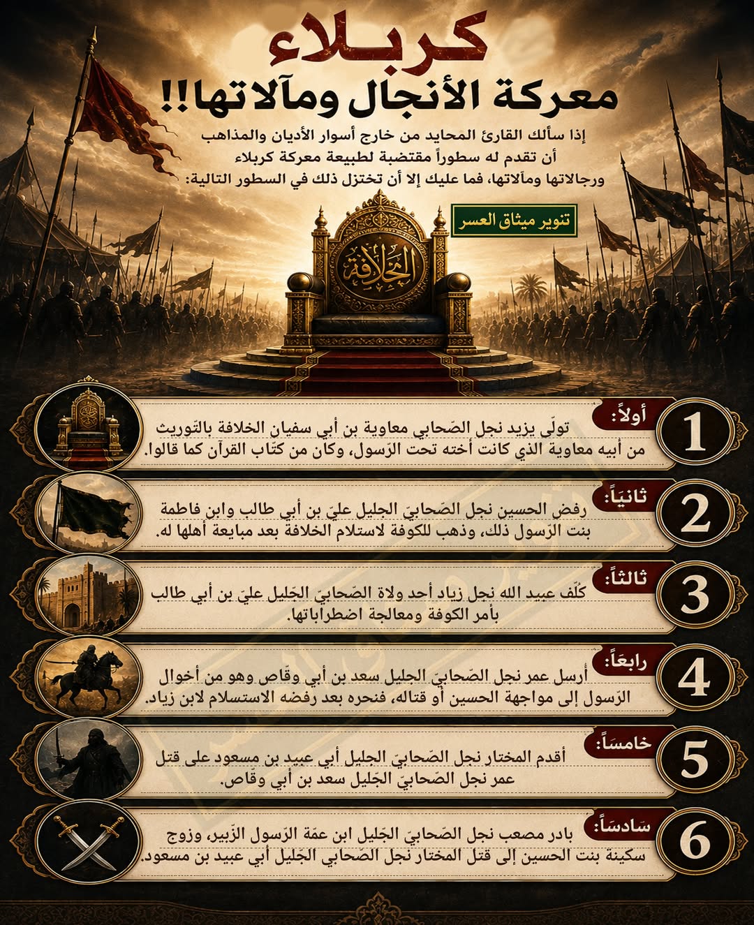 كربلاء، معركة أنجال الصّحابة من أجل كرسيّ الخلافة وامتيازاته ومآلاتها!!